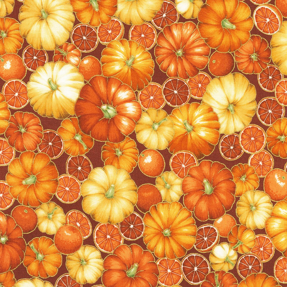 Sweet Pumpkin Spice Quilt Fabric - Packed Pumpkins in Autumn (Orange) - SRKM-22322-191 AUTUMN