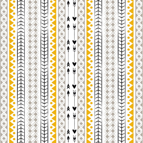 Teepee Trail Quilt Fabric - Decorative Stripes in White/Multi - 1649 29784 Z