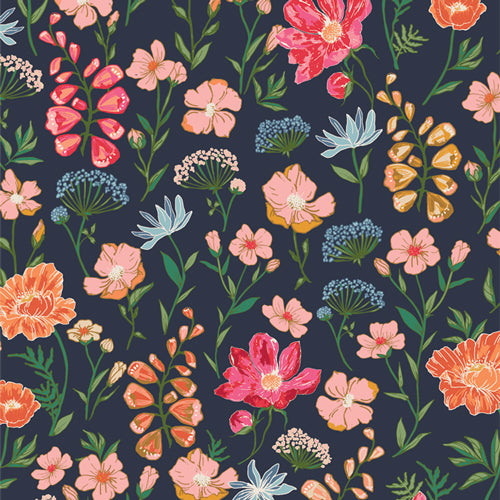 The Flower Fields Quilt Fabric - Wild in Majestic Multi - FLF85914