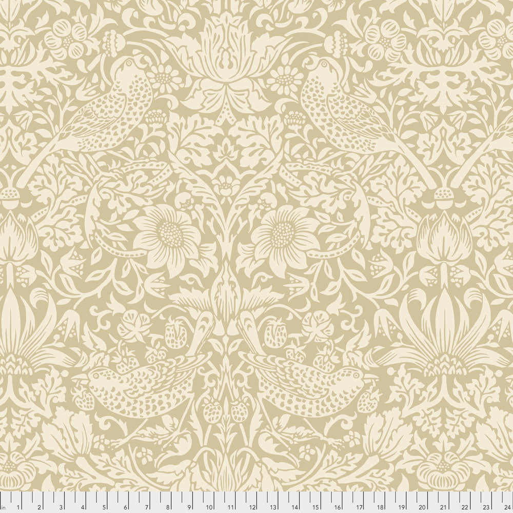 We've Got Your Back - 108" Morris &amp; Co. Quilt Backing Fabric - Strawberry Thief in Linen Tan - QBWM001.LINEN