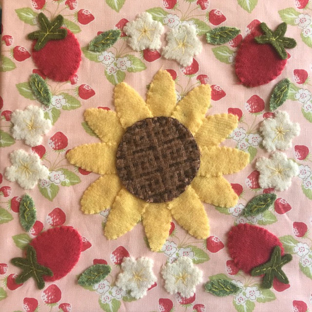 Sunflower and Strawberries Summer Wool Applique' Class with Lynn