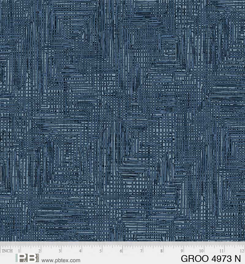 108 Grass Roots Quilt Backing Fabric - Navy Blue - GROO 4973 N