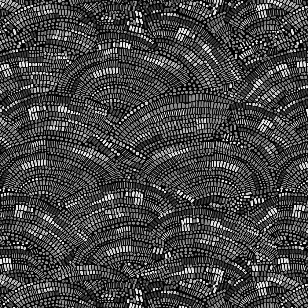 108 Mosaic Quilt Backing Fabric - Black/Charcoal Gray - 6864-99