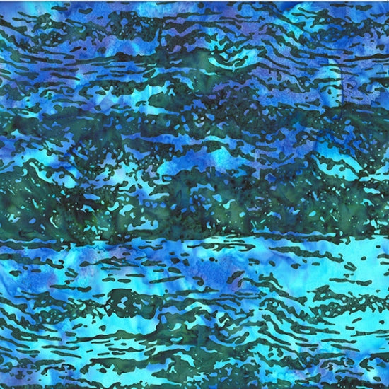2023 Hoffman Challenge Bali Batik Quilt Fabric - Wood Texture in Rainforest Blue/Green - U2506-553