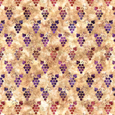 A Little Wine Quilt Fabric - Set Grape Patches in Tan - 1649-28789-A