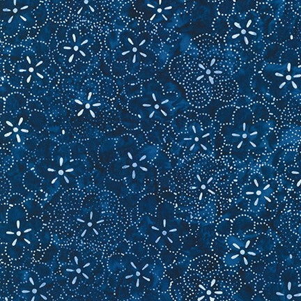 Artisan Batiks Kasuri Batik Quilt Fabric - Cherry Blossom in Navy Blue - AMD-20834-9 NAVY