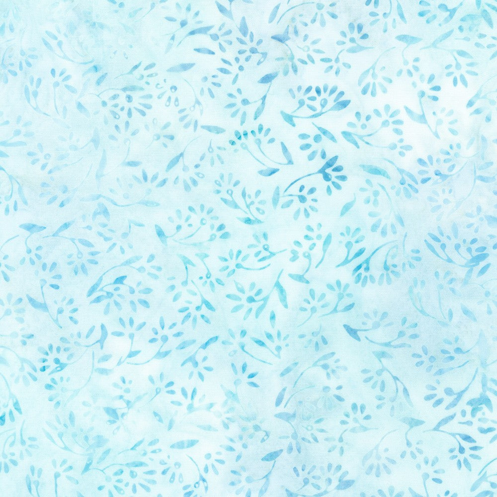 Artisan Batiks Pastel Petals Quilt Fabric - Floral Sprigs in Sea Glass Aqua  - AMD-21448-333 SEA GLASS