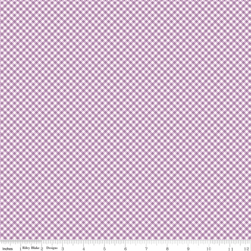 Bee Ginghams Quilt Fabric by Lori Holt - Rebecca (1/8" diagonal plaid) in Plum Purple - C12555-PLUM