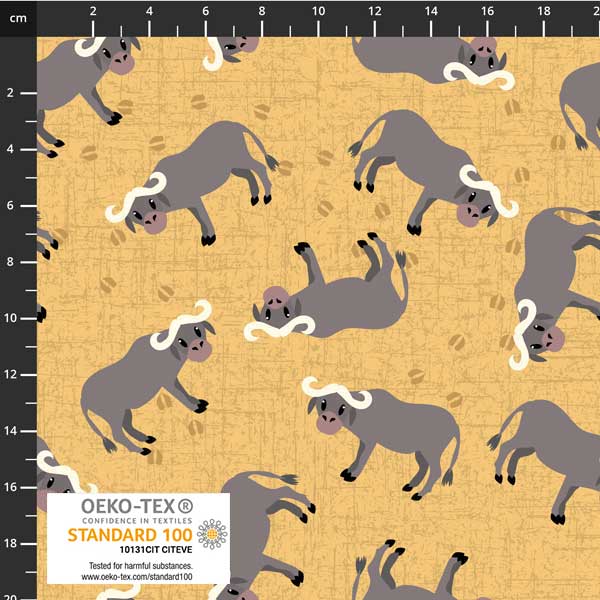 Coco's Safari Quilt Fabric - Buffalo in Yellow - 4501-905