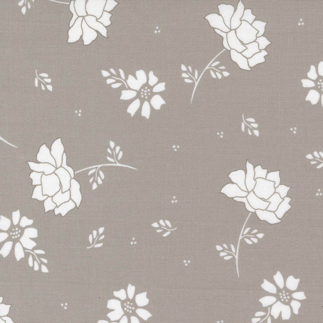 Emma Quilt Fabric - Flourish Large Floral in Stone Light Gray - 37630 36