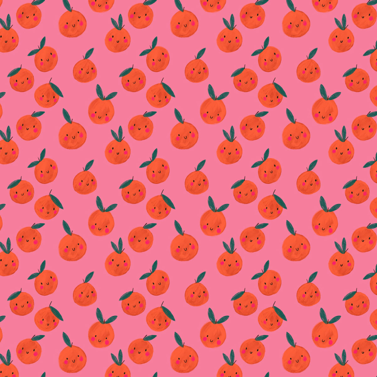 Happy Fruit Quilt Fabric - Oranges in Orange/Pink - HAPP 2064