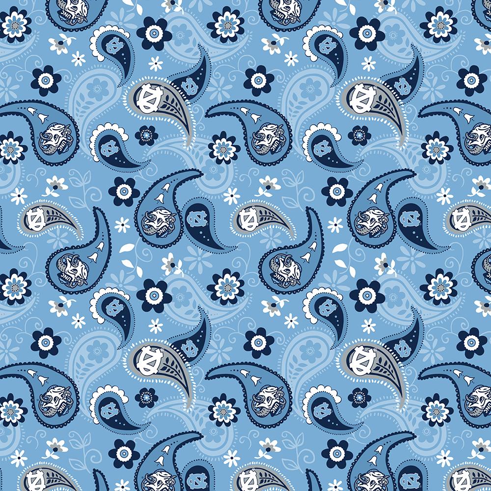 College Prints Quilting Fabric - University of North Carolina (UNC) Paisley in Blue - NC-1200