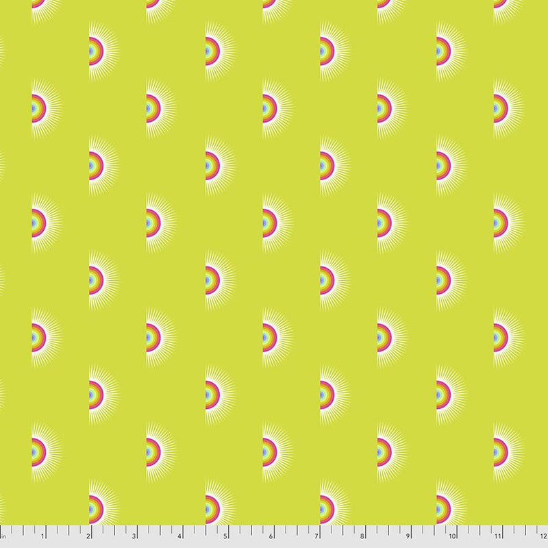 Daydreamer Quilt Fabric by Tula Pink - Sundaze Rainbows in Pineapple Green - PWTP176.PINEAPPLE