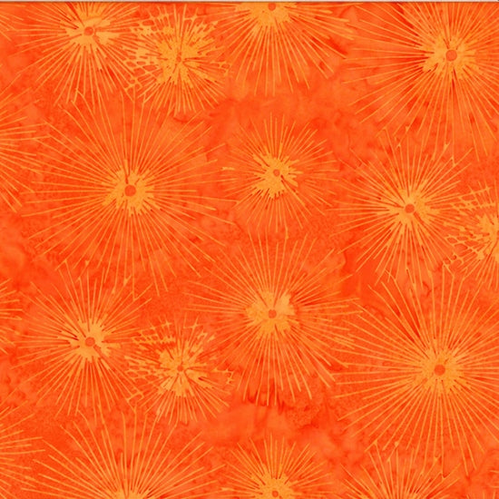 Sew the Rainbow Batik Quilt Fabric - Sunburst in Pumpkin Orange - U2474-192
