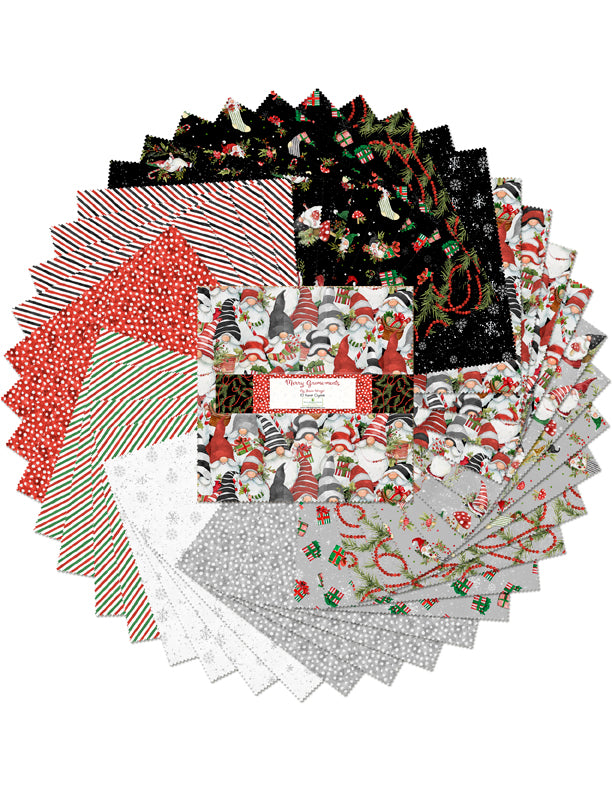 Merry Gnome-ments Quilt Fabric - 10 Karat Crystals - set of 42 10" squares - 518 860 518