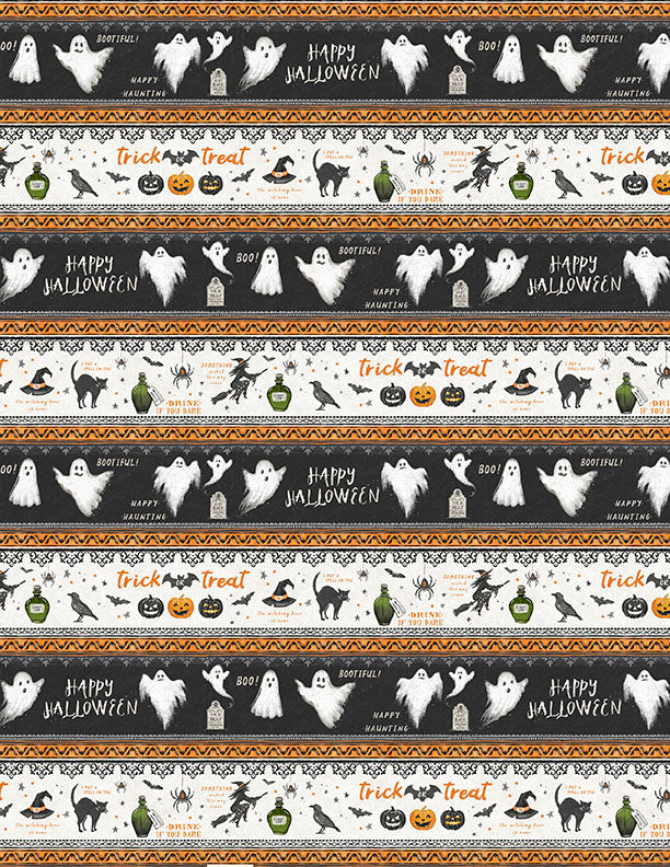Midnight Hauntings Quilt Fabric - Repeating Stripe in Multi - 3008 96481 918