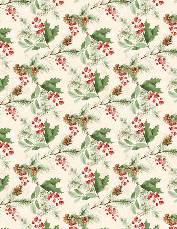 Cardinal Celebration - Greenery Toss on Cream - 3072 37758 273