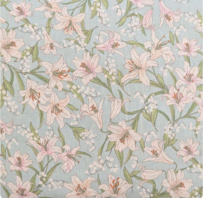 Japanese Imported Quilt Fabric - White Lilies on Green - 83066 D1-2