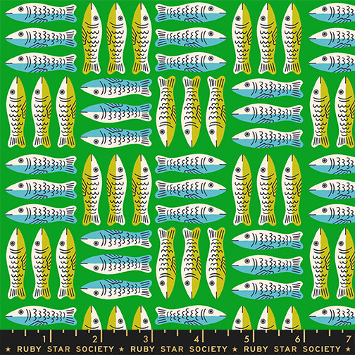 1-800-CALICO Quilt Fabric by Ruby Star Society - Little Sardines Verdant Green - RS4168 14