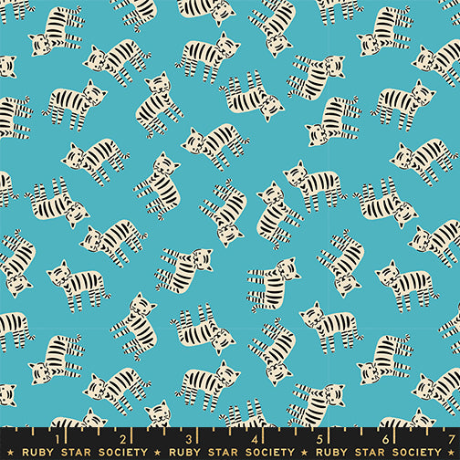 1-800-CALICO Quilt Fabric by Ruby Star Society - Meow Cats Wave Blue - RS4166 14
