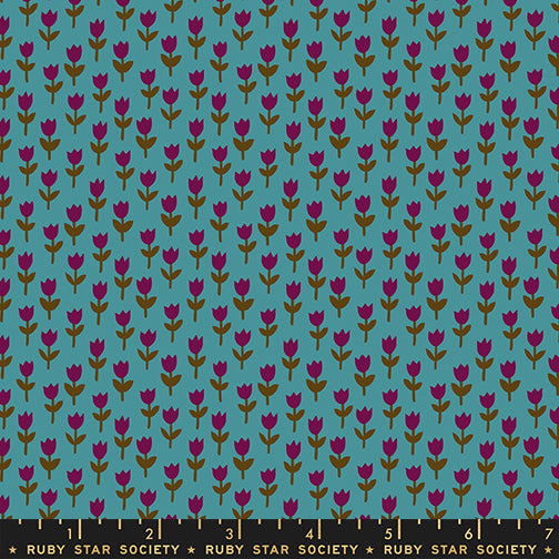 1-800-CALICO Quilt Fabric by Ruby Star Society - Tulips Storytime Blue - RS4169 15
