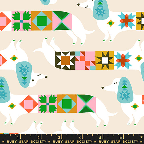 1-800-NOTION Quilt Fabric by Ruby Star Society - Quilty Dog in Shell Natural/Multi - RS5213 11