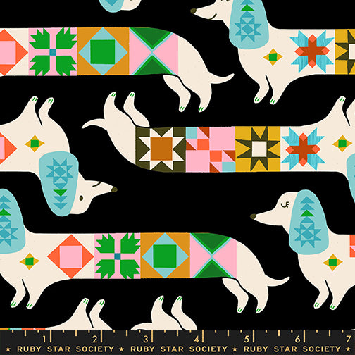 1-800-NOTION Quilt Fabric by Ruby Star Society - Quilty Dog in Soft Black/Multi - RS5213 13
