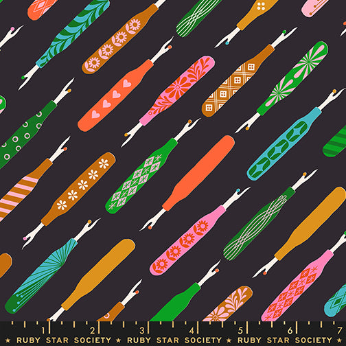 1-800-NOTION Quilt Fabric by Ruby Star Society - Seam Rippers in Soft Black/Multi - RS5210 15