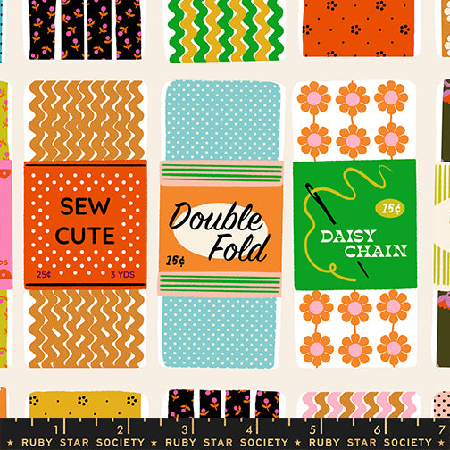 1-800-NOTION Quilt Fabric by Ruby Star Society - Sew Cute Vintage Trims in Shell Natural/Multi - RS5207 11