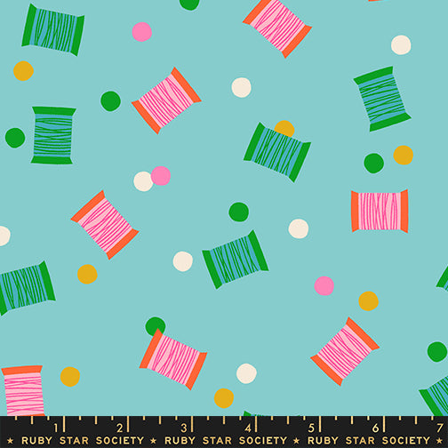 1-800-NOTION Quilt Fabric by Ruby Star Society - Spools in Cloudless Blue - RS5212 14