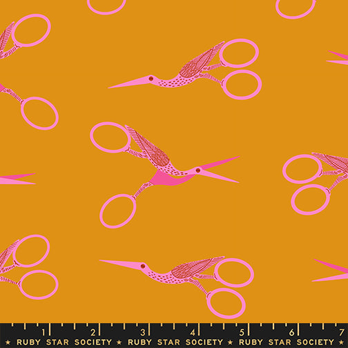 1-800-NOTION Quilt Fabric by Ruby Star Society - Stork Scissors in Honey Yellow - RS5216 13