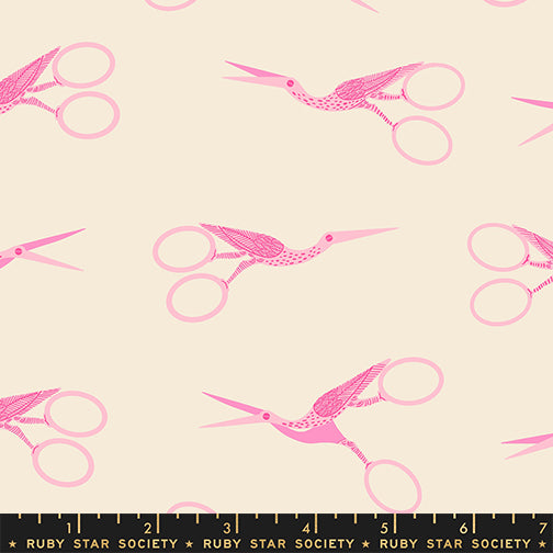 1-800-NOTION Quilt Fabric by Ruby Star Society - Stork Scissors in Shell Natural - RS5216 11