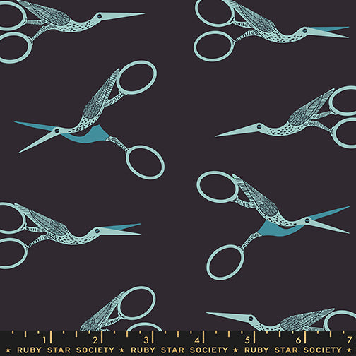 1-800-NOTION Quilt Fabric by Ruby Star Society - Stork Scissors in Soft Black - RS5216 15