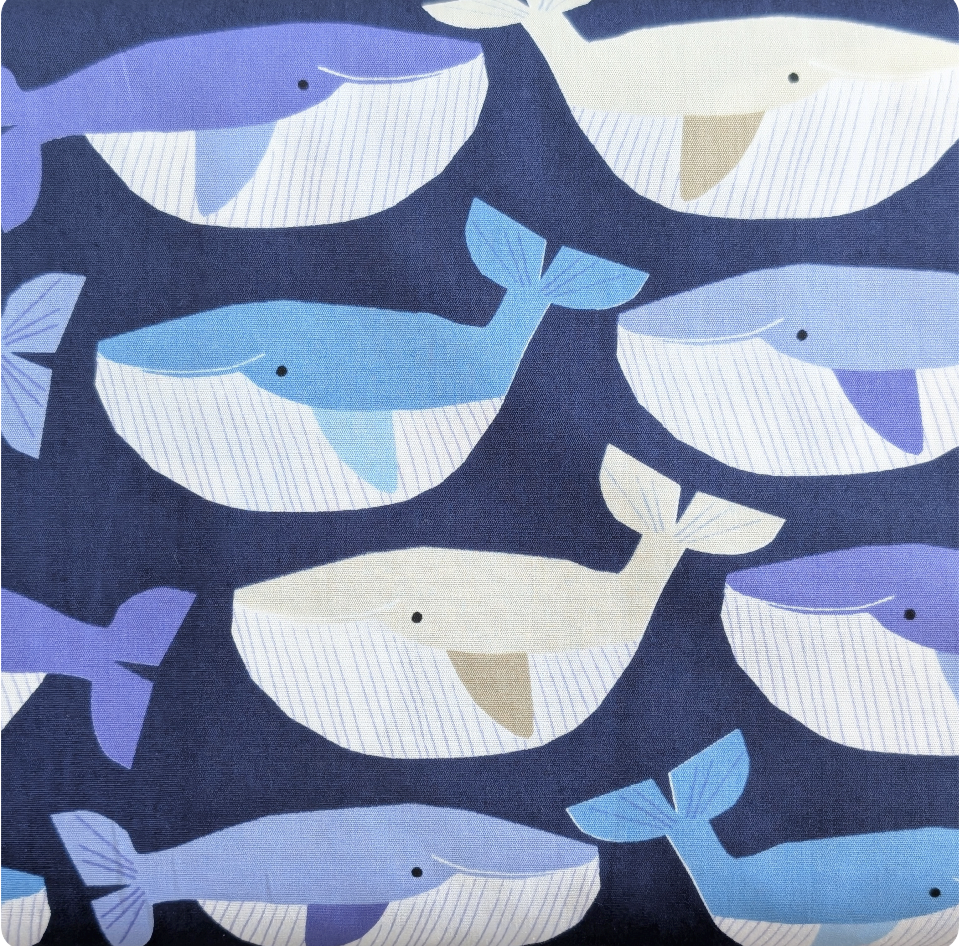 Japanese Imported Quilt Fabric - Whales on Navy - 850463 D1-4