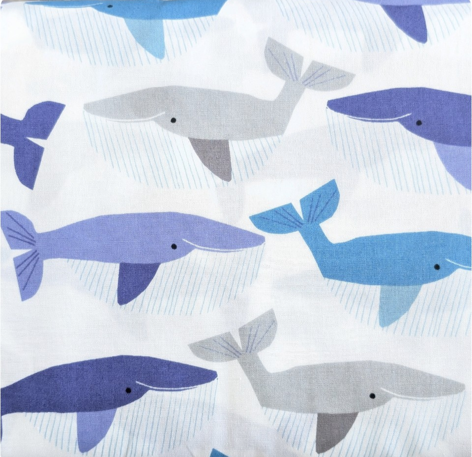 Japanese Imported Quilt Fabric - Whales on White - 850463 D1-1