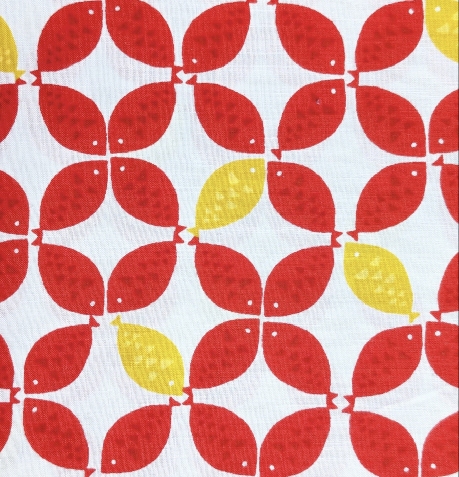 Japanese Imported Quilt Fabric - Red Fish on White - 850448 D1-2