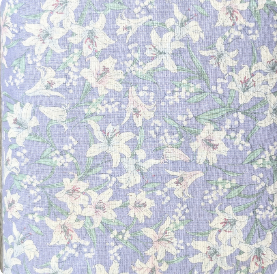 Japanese Imported Quilt Fabric - White Lilies on Blue - 83066 D1-4