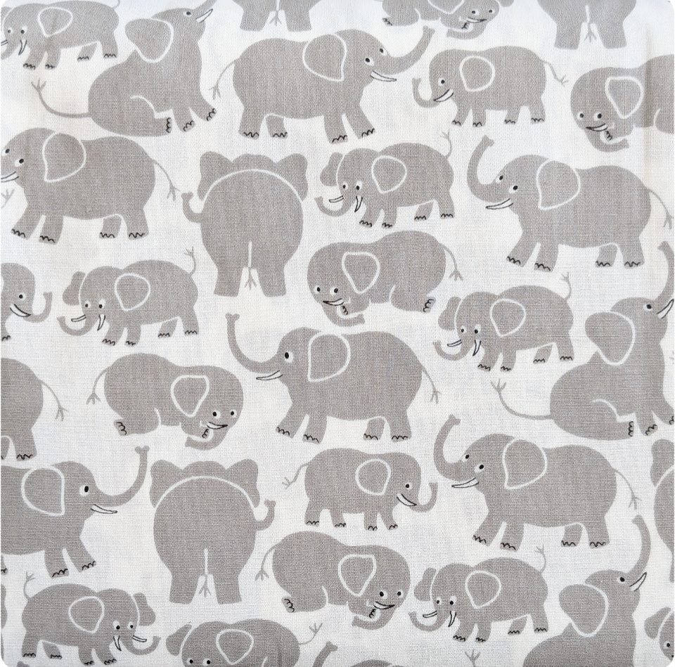 Japanese Imported Quilt Fabric - Gray Elephants on White - 850460 D1-2