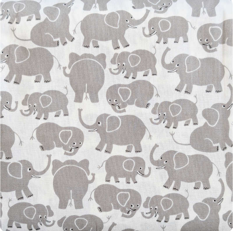 Japanese Imported Quilt Fabric - Gray Elephants on White - 850460 D1-2