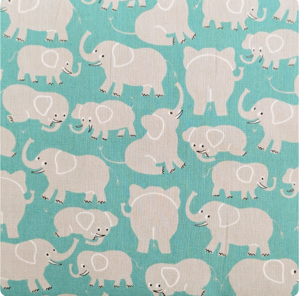 Japanese Imported Quilt Fabric - Gray Elephants on Green - 850460 D1-4