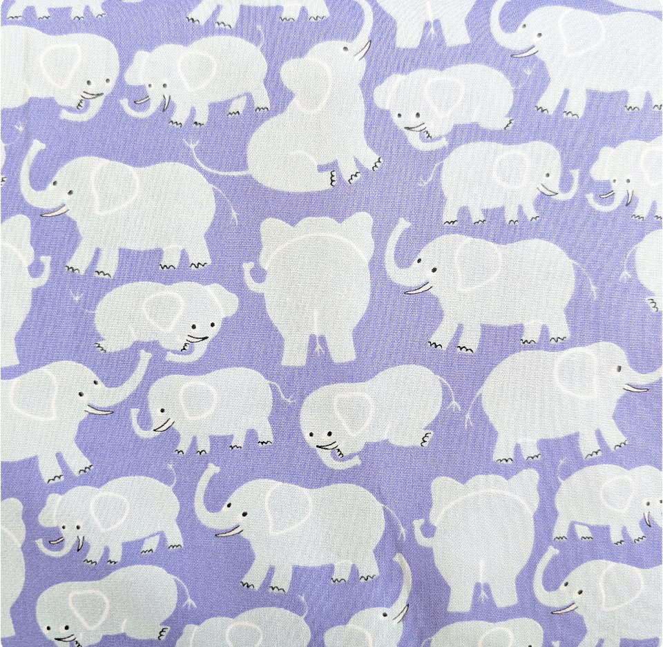Japanese Imported Quilt Fabric - Gray Elephants on Periwinkle - 850460 D1-3