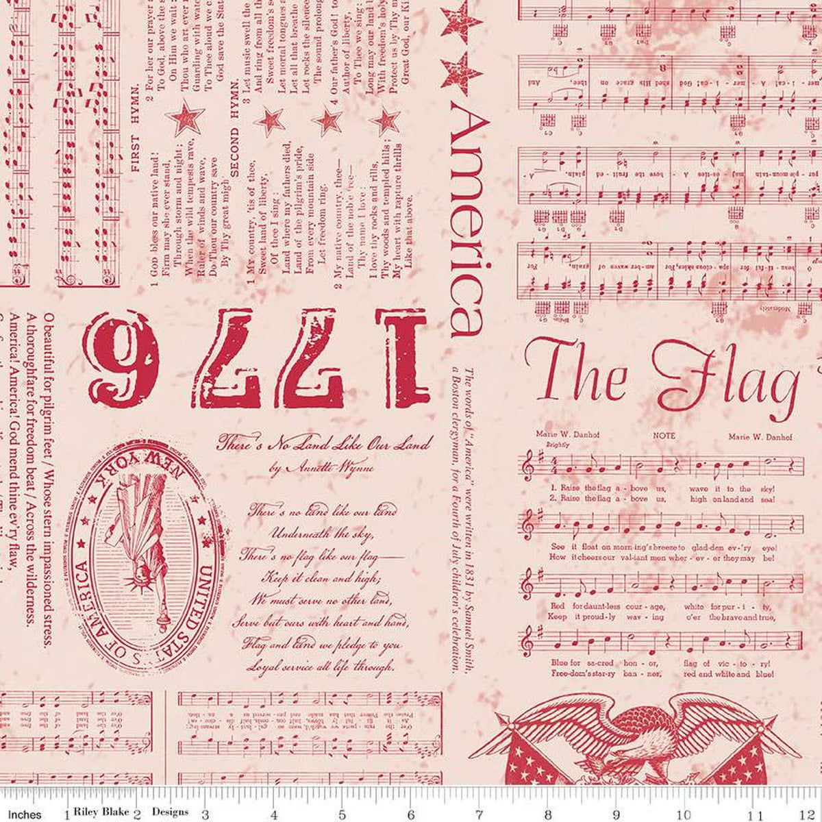 108" Americana Quilt Fabric by Lori Holt - Liberty in Cream/Red - WB16102-RED