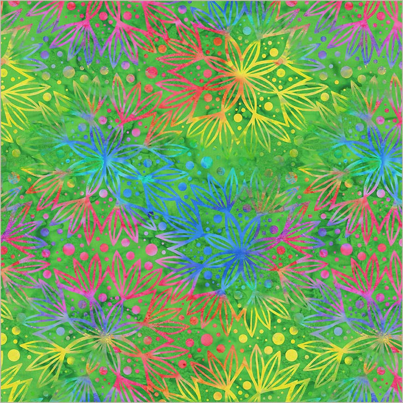 108" Be Colourful Quilt Backing Fabric - Full Bloom in Emerald Green - 55110DW-1DES