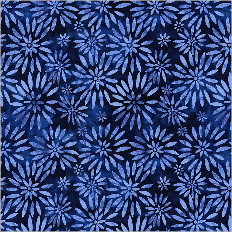 108" Be Colourful Quilt Backing Fabric - Twinkling Daisies in Indigo Blue - 55108DW-1DES