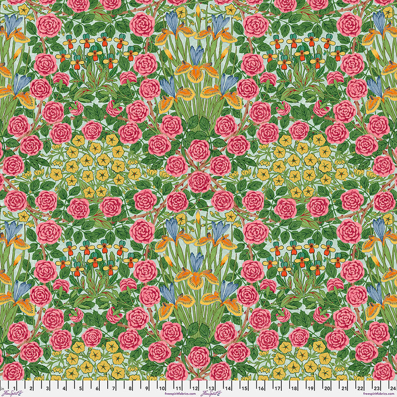 108" Bedford Park Quilt Backing Fabric by Morris Co - Campanula in Seaglass Multi - QBWM011.SEAGLASS