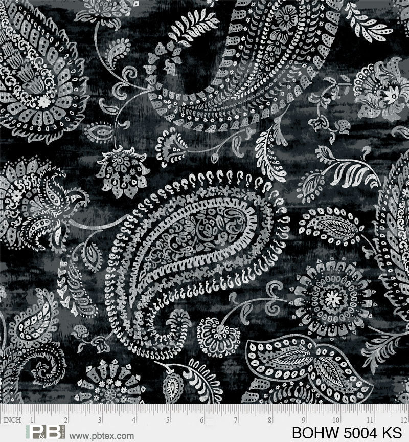 108" Bohemia Quilt Backing Fabric - Black - BOHW 5004 KS