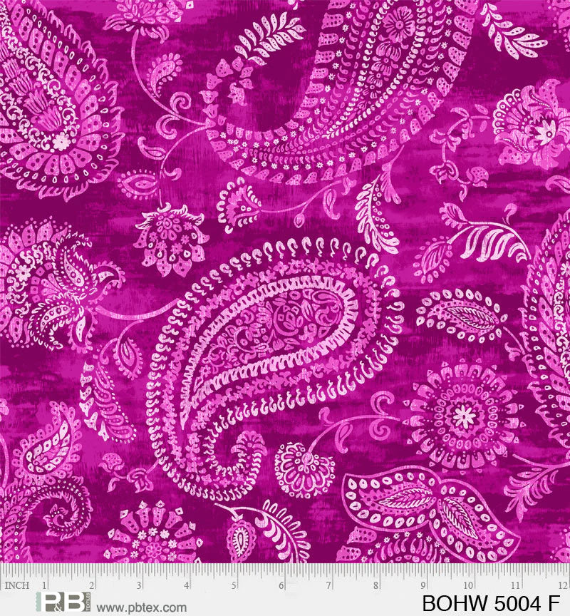 108" Bohemia Quilt Backing Fabric - Fuchsia - BOHW 5004 F