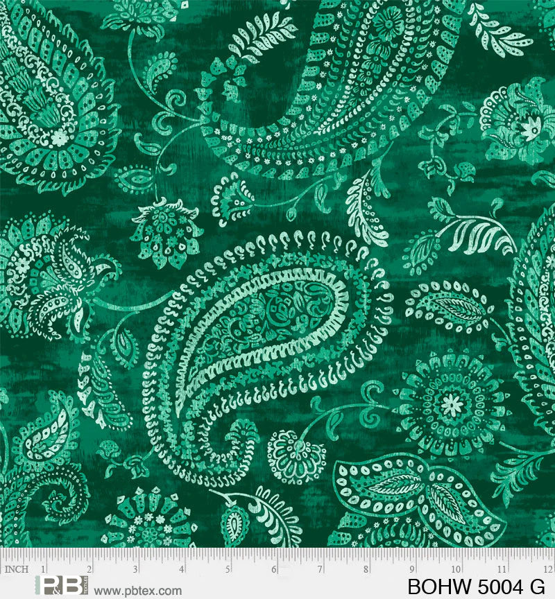 108" Bohemia Quilt Backing Fabric - Green - BOHW 5004 G