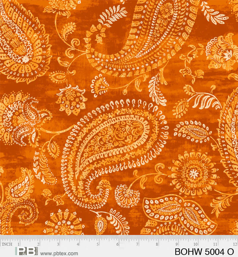 108" Bohemia Quilt Backing Fabric - Orange - BOHW 5004 O