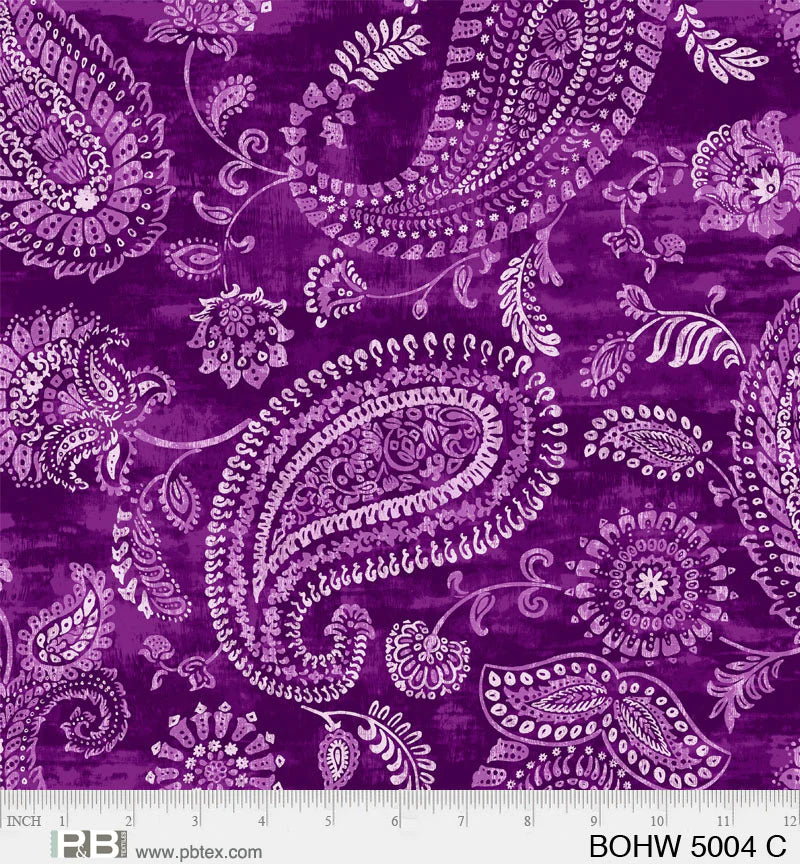 108" Bohemia Quilt Backing Fabric - Purple - BOHW 5004 C